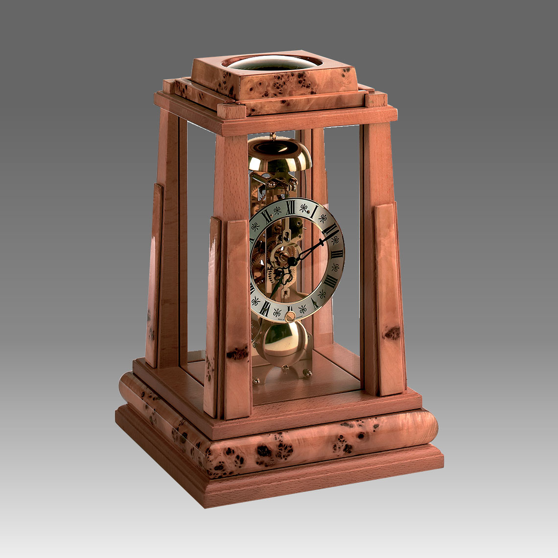 Mante Clock, Table Clock, Cimn Clock, Art.333/2 beech and polar root - no melody, Silver round dial